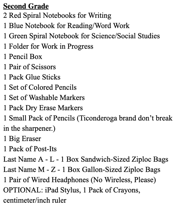 Supply List Image